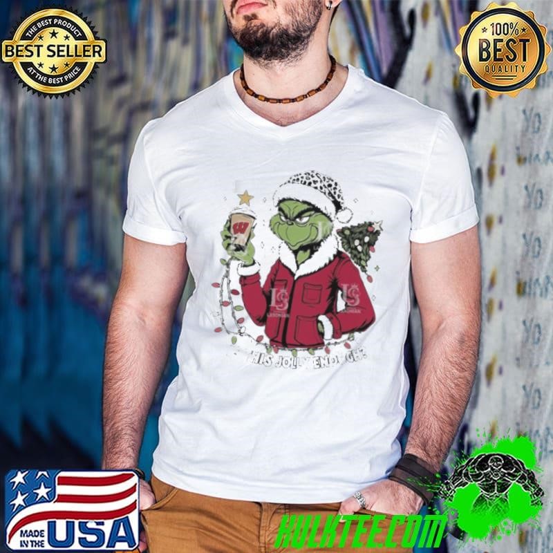 Santa Grinch Wisconsin Badgers Is This jolly Enough Merry Christmas shirt