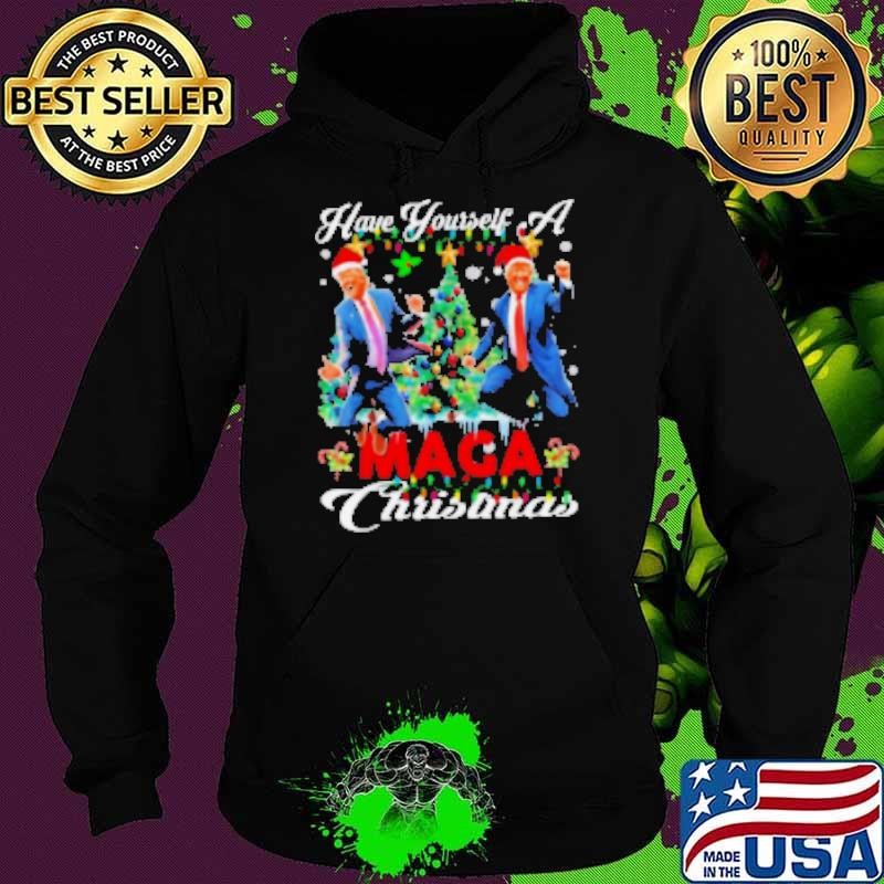 Santa Trump Have Yourself A Merry Maga Christmas Xmas Trump Dancing Make Christmas Great Again 2024 Hoodie