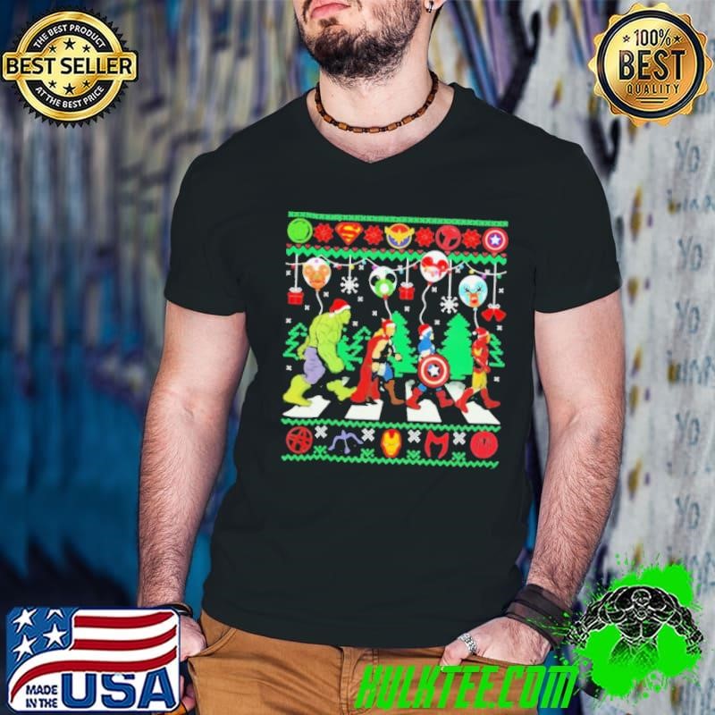 Santa hat Superhero Avengers ugly Christmas shirt