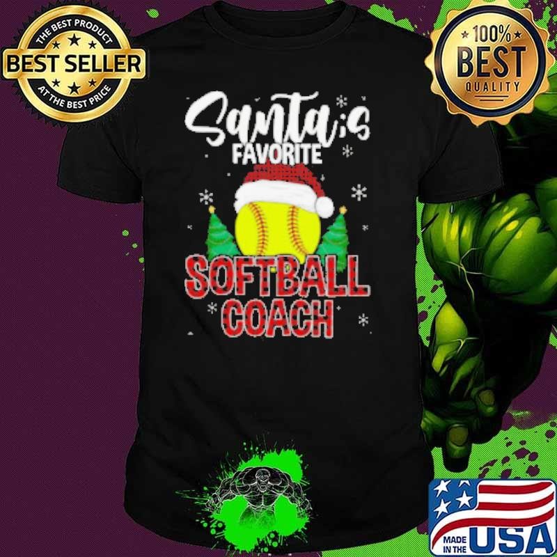 Santas Favorite Softball Coach Christmas Plaid Xmas Softball Shirt