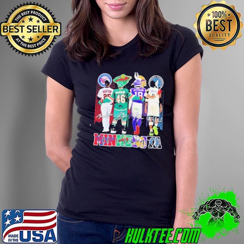 Spurgeon Jefferson Edwards And Buxton Minnesota Sports Teams Signatures Ladies Tee