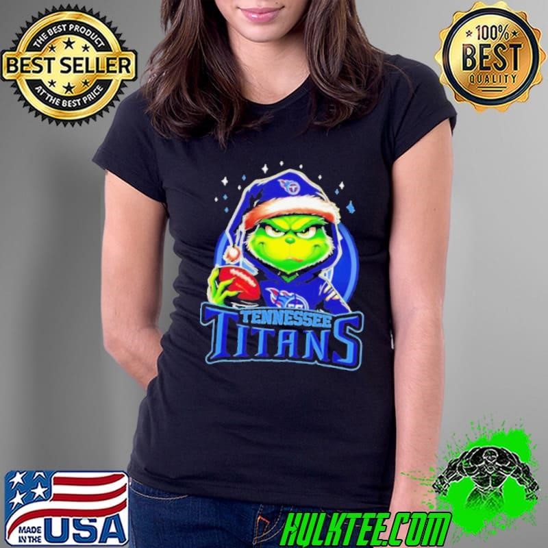 Tennessee Titans Grinch wearing Santa hat Christmas 2024 Ladies Tee