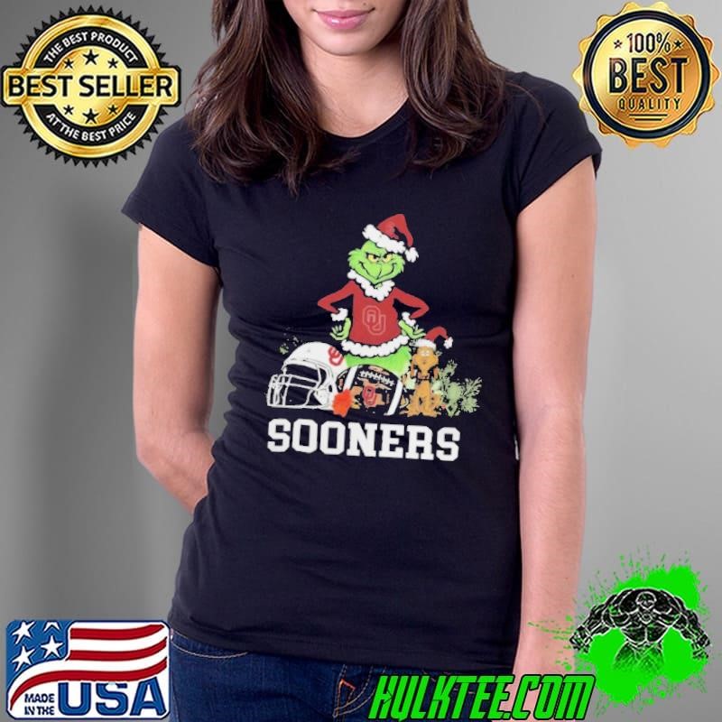 The Grinch And Oklahoma Sooners Christmas Ladies Tee