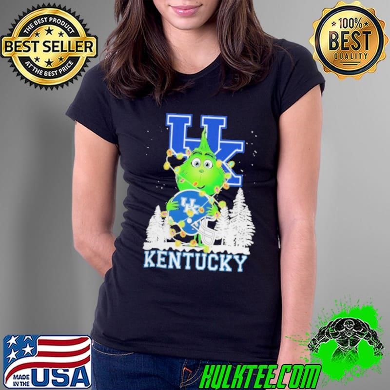 The Grinch Hug Kentucky Wildcats Helmet Christmas Ladies Tee
