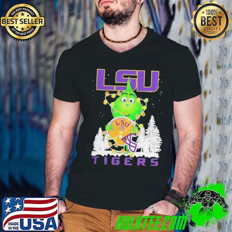 The Grinch Hug LSU Tigers Helmet Christmas Shirt