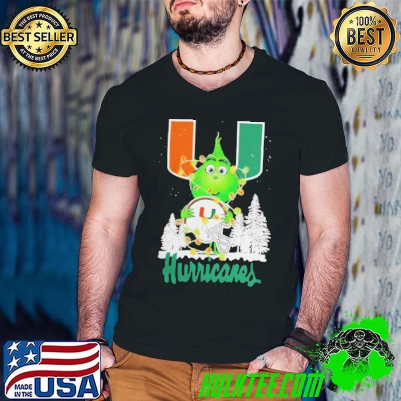 The Grinch Hug Miami Hurricanes Helmet Christmas Shirt