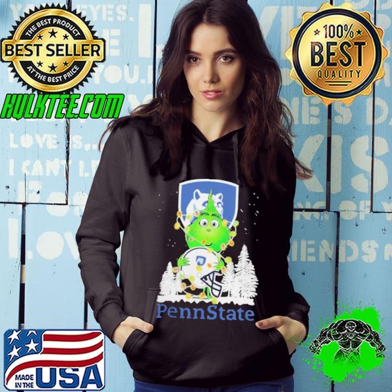 The Grinch Hug Penn State Helmet Christmas Hoodie