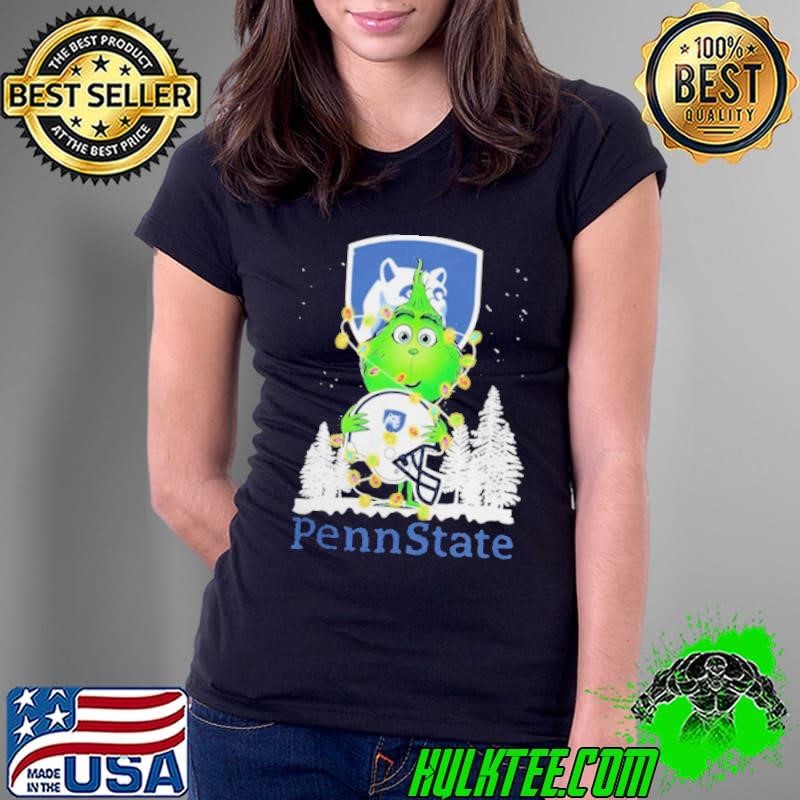 The Grinch Hug Penn State Helmet Christmas Ladies Tee
