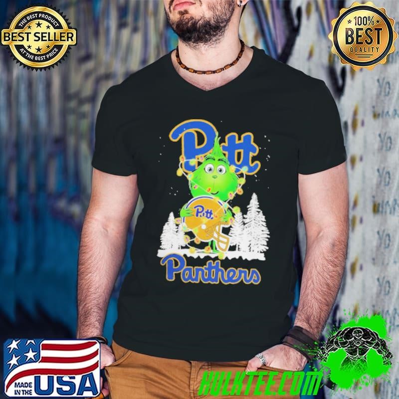 The Grinch Hug Pittsburgh Panthers Helmet Christmas Shirt