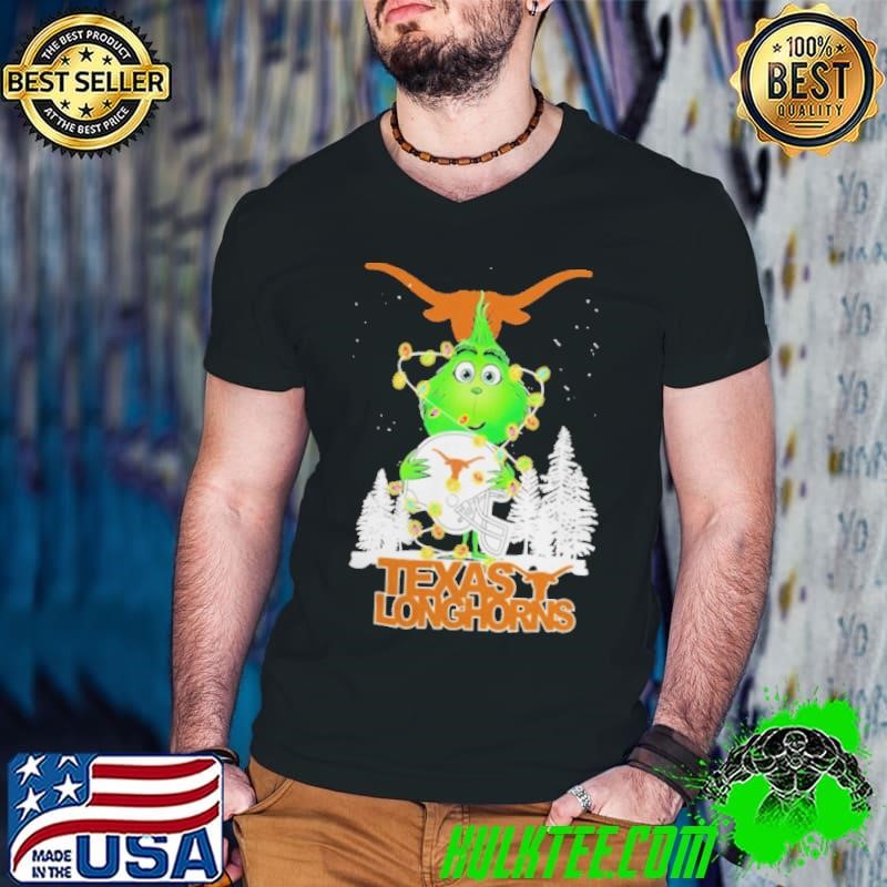 The Grinch Hug Texas Longhorns Helmet Christmas Shirt