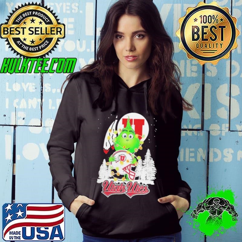 The Grinch Hug Utah Utes Helmet Christmas Hoodie