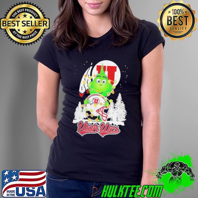 The Grinch Hug Utah Utes Helmet Christmas Ladies Tee