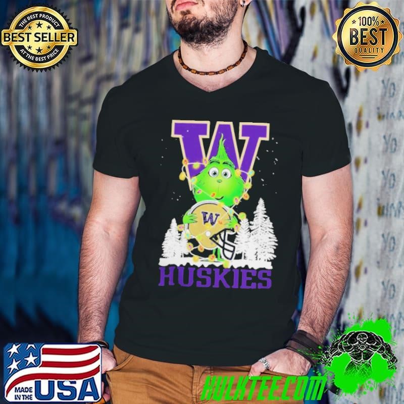 The Grinch Hug Washington Huskies Helmet Christmas Shirt