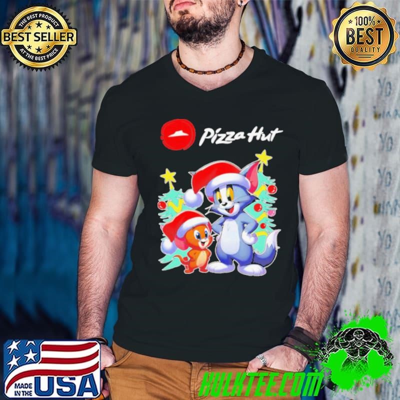 Tom and Jerry Santa hat Pizza Hut Merry Christmas shirt