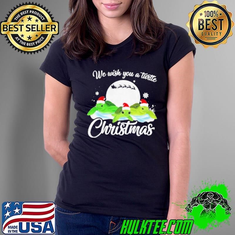 Turtles Santa We Wish You A Turtle Christmas Ladies Tee