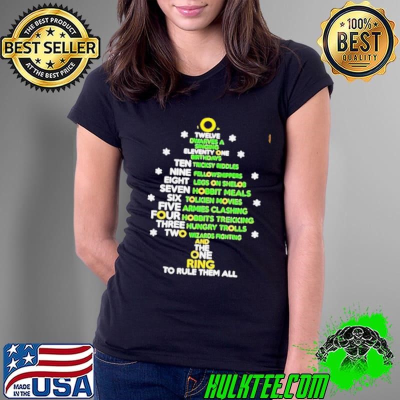 Twelve dwarves a singing eleventy one birthdays Christmas tree Ladies Tee