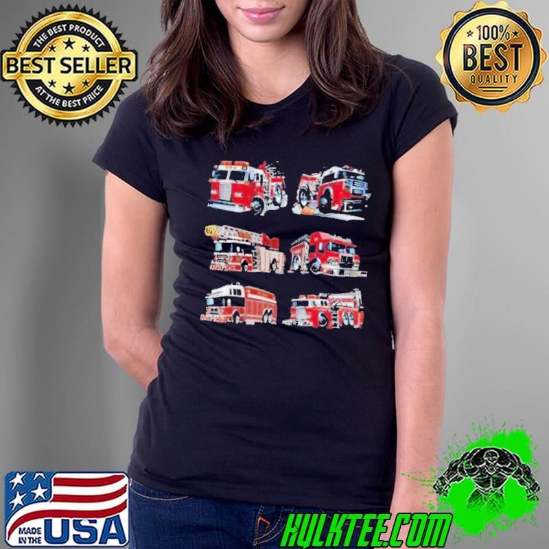 Types Of Fire Truck Boy Toddler Kids Firefighter Xmas Ladies Tee