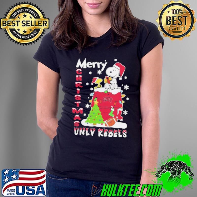 UNLV Rebels Snoopy And Woodstock Merry Christmas Ladies Tee