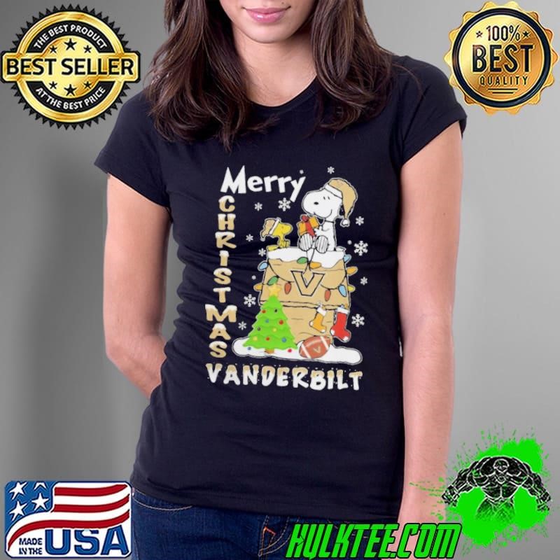 Vanderbilt Commodores Snoopy And Woodstock Merry Christmas Ladies Tee