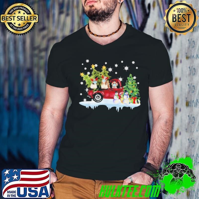 Vintage Wagon Christmas Shih Tzu Tree on Car Xmas shirt
