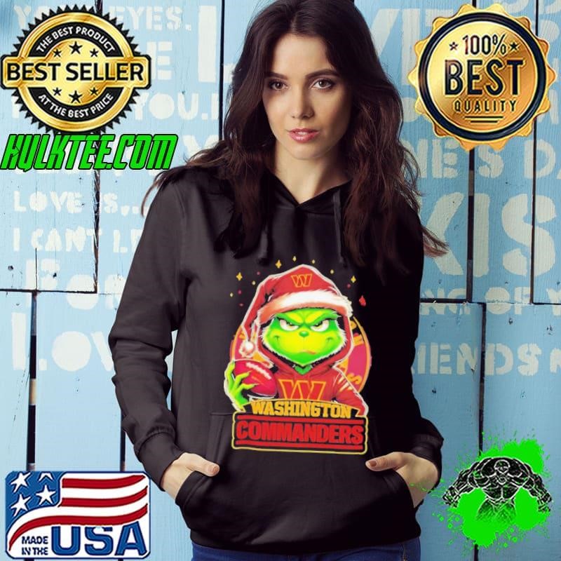 Washington Commanders Grinch wearing Santa hat Christmas 2024 shirt