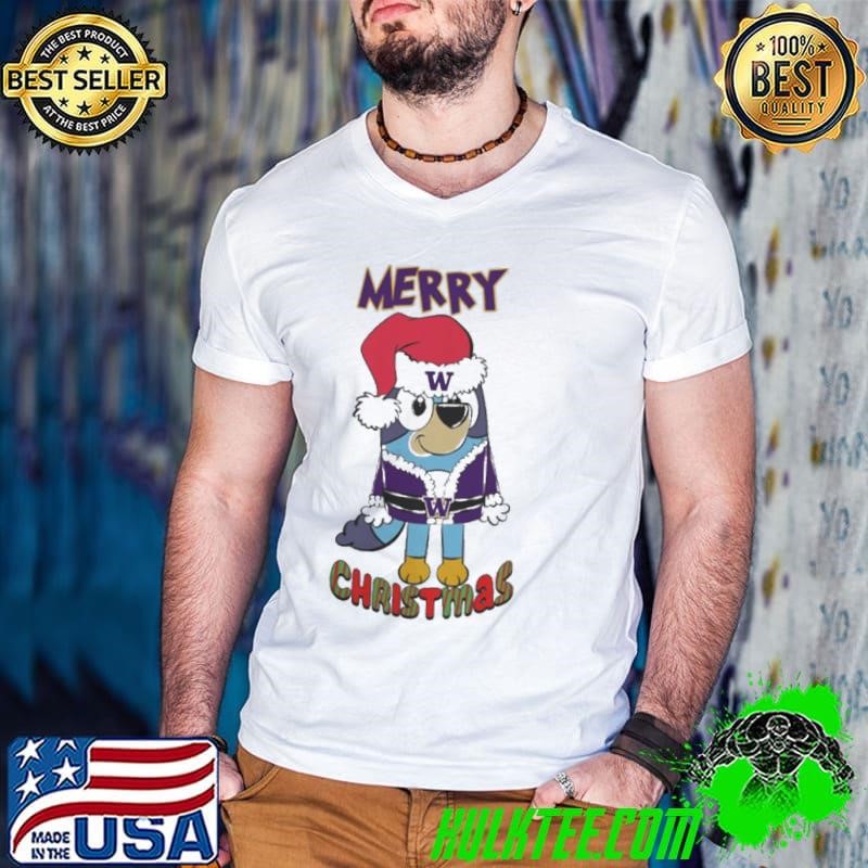 Washington Huskies Bluey Merry Christmas 2024 Guys V Neck