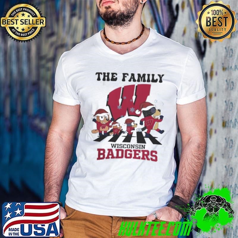 Wisconsin Badgers X Family Bluey Merry Christmas 2024 Guys V Neck