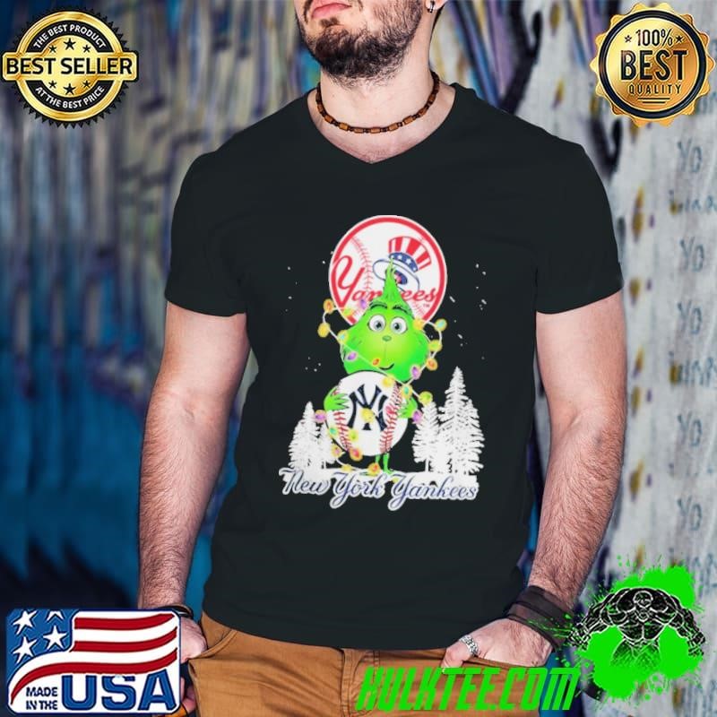 Yankees Shop The Grinch Hug New York Yankees Logo Christmas Guys V Neck