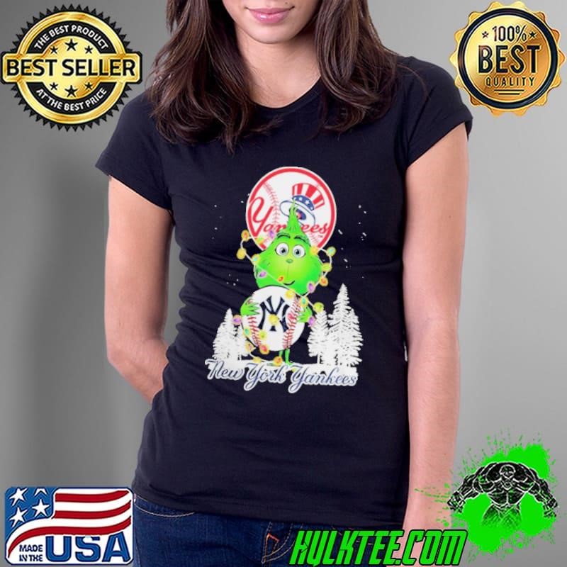 Yankees Shop The Grinch Hug New York Yankees Logo Christmas Ladies Tee