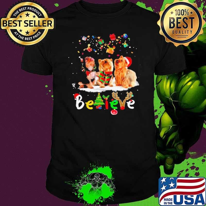 Yorkshire Terrier Dog Santa Claus Hat Believe Gift Christmas Unisex