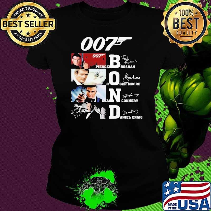 007 Pierce Brosnan Roger Moore Sean Connery Daniel Craig Signature Ladies tee