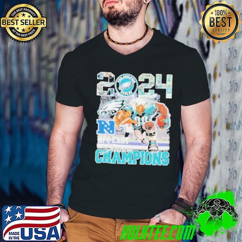 2024 NFC East Division Champions Philadelphia Eagles Mascot Vintage Guys V Neck