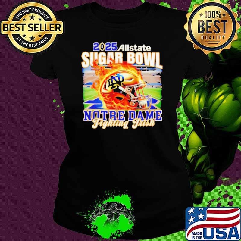 2025 Allstate Sugar Bowl Notre Dame Fighting Irish fire helmet Ladies tee