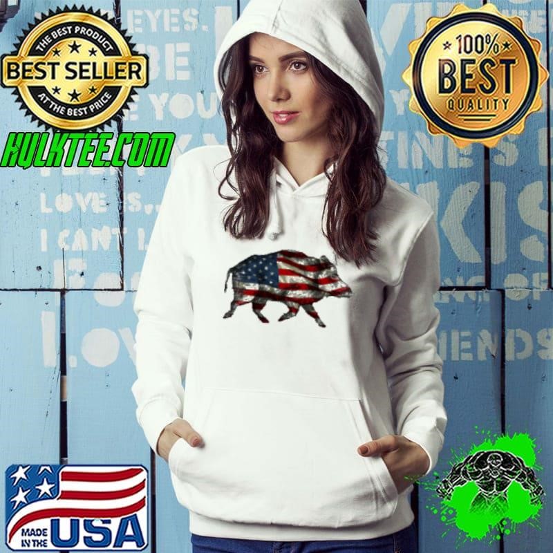 American Flag Feral Hog Wild Pig Hunting Shirt