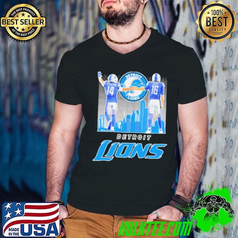 Amon Ra St Brown x Jared Goff Detroit Lions skyline City shirt