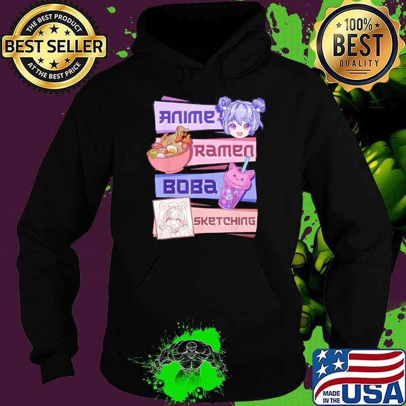 Anime Girl Ramen Boba Tea Bubble Tea Sketching Hoodie