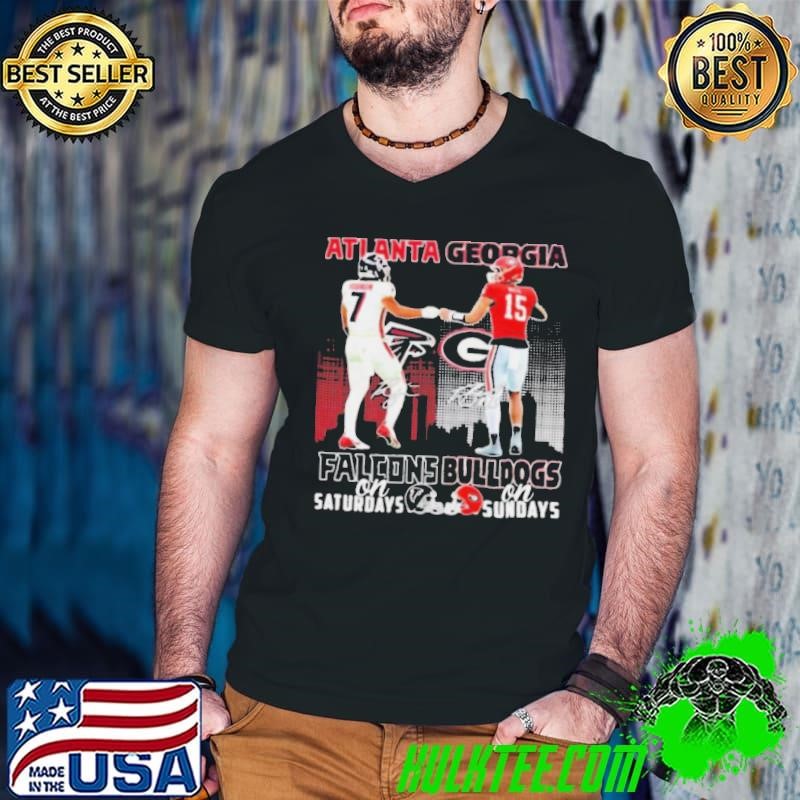 Atlanta Falcons Bijan Robinson vs Georgia Bulldogs Carson Beck signatures shirt