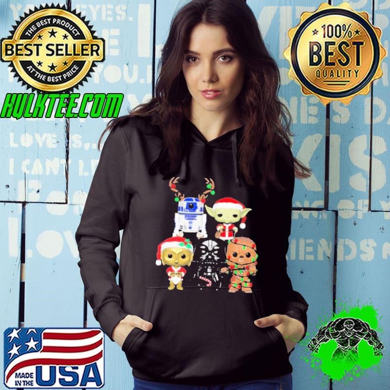 Baby Yoda Darth Vader’s R2-D2 C-3PO Chewbacca Chibi Merry Christmas Hoodie