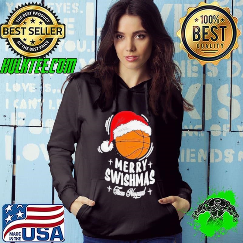 Basketball And Santa Hat From M Squad Merry Christmas 2024 Swishmas Hoodie