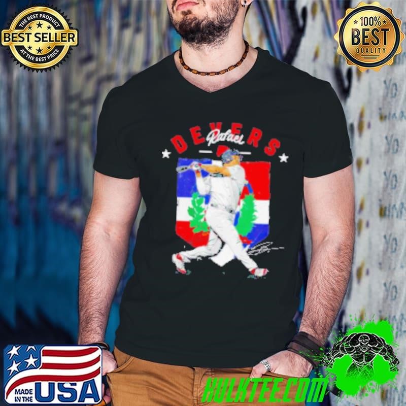Boston Red Sox Rafael Devers country flag signature home plate Guys V Neck