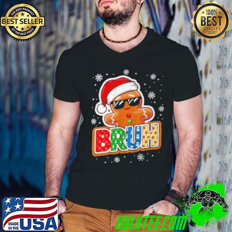 Bruh Funny Christmas Gingerbread Man Teens Boys Shirt