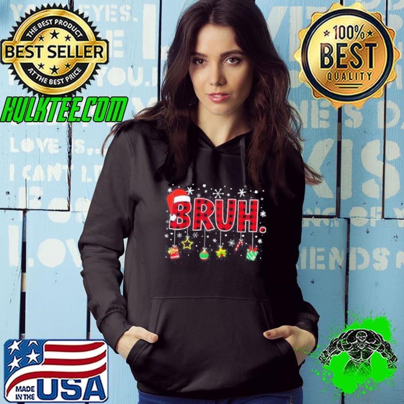 Bruh Funny Christmas Red Plaid Teens Boys Kids Xmas Pajamas Shirt