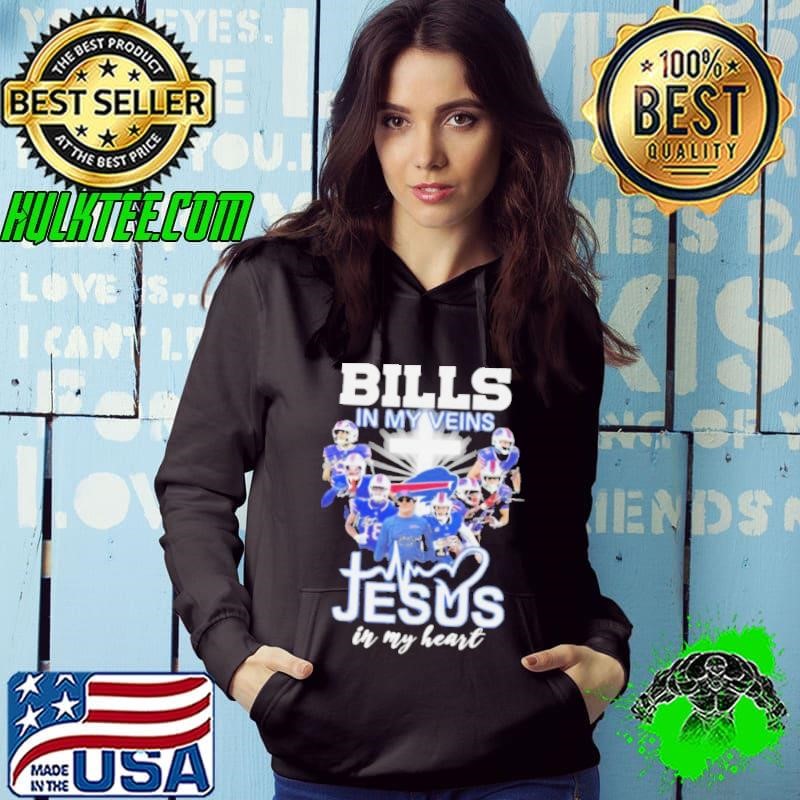 Buffalo Bills In My Veins Jesus In My Heart Players Signatures 2024 Shirt
