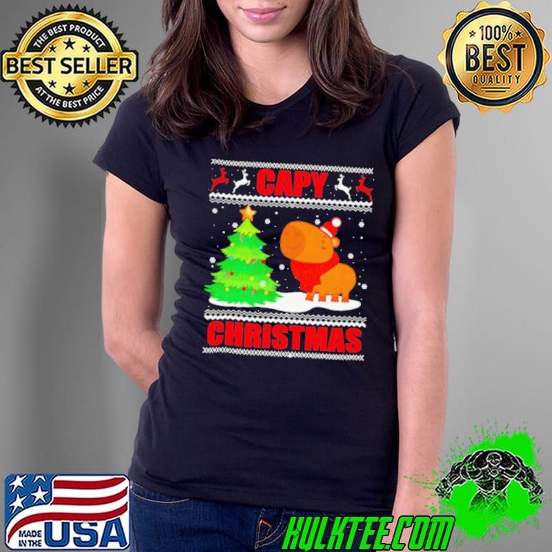 Capy Ugly Christmas Sweater Capybara Lover Christmas Ladies Tee