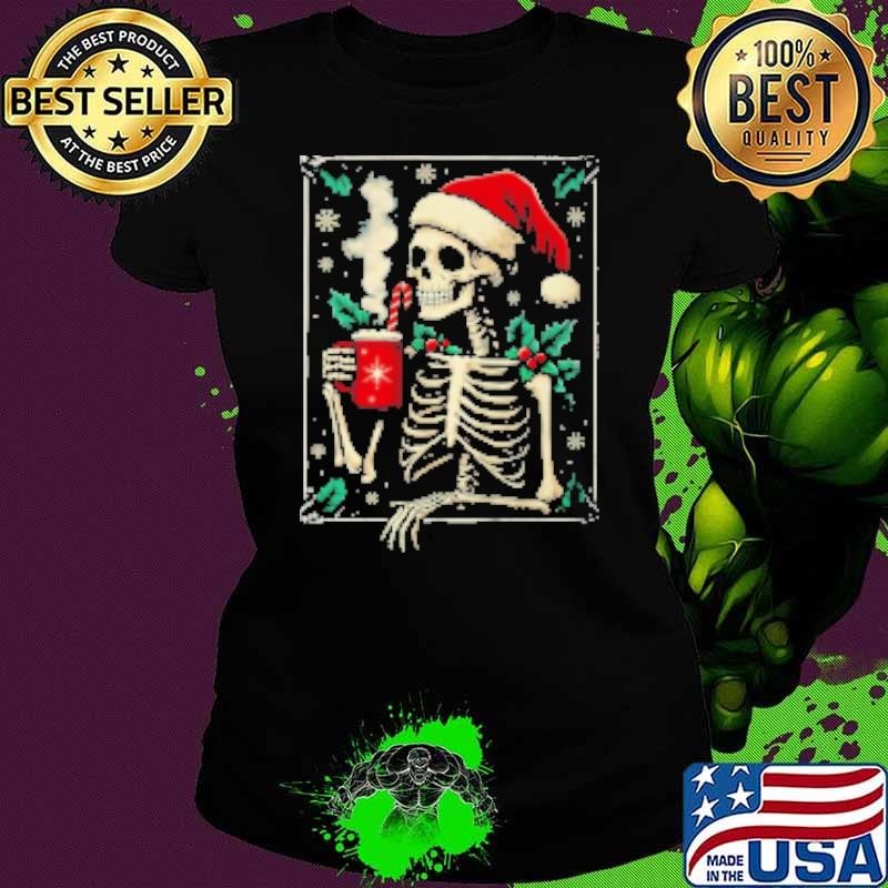 Christmas Skeleton Hot Cocoa Scary Spooky Xmas Holiday Shirt