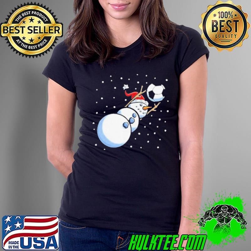 Christmas Xmas Goalkeeper Soccer Snowman Ladies Tee