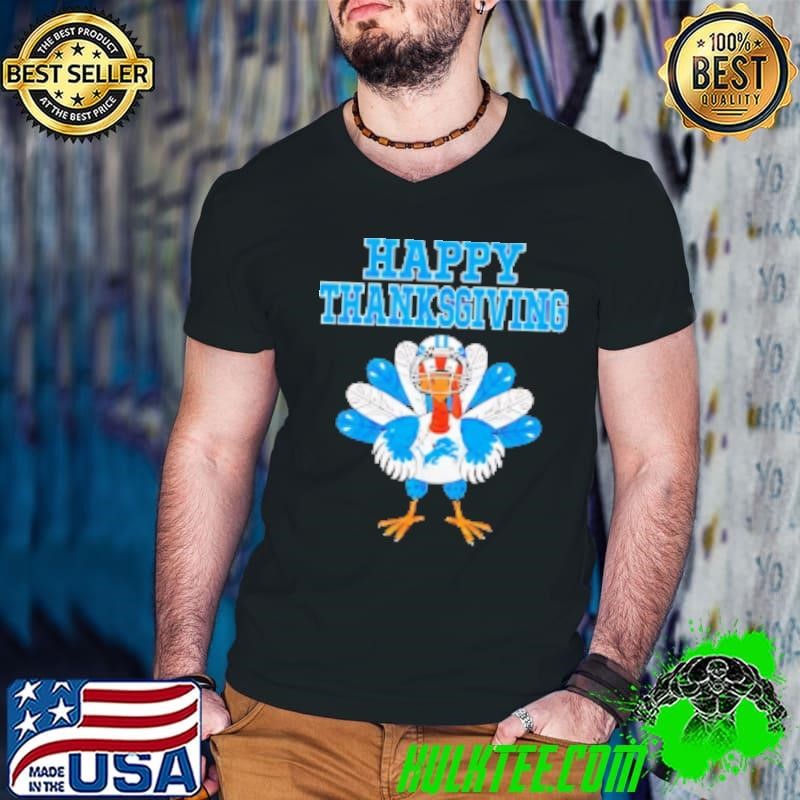 Detroit Lions Turkey Happy Thanksgiving Guys V Neck