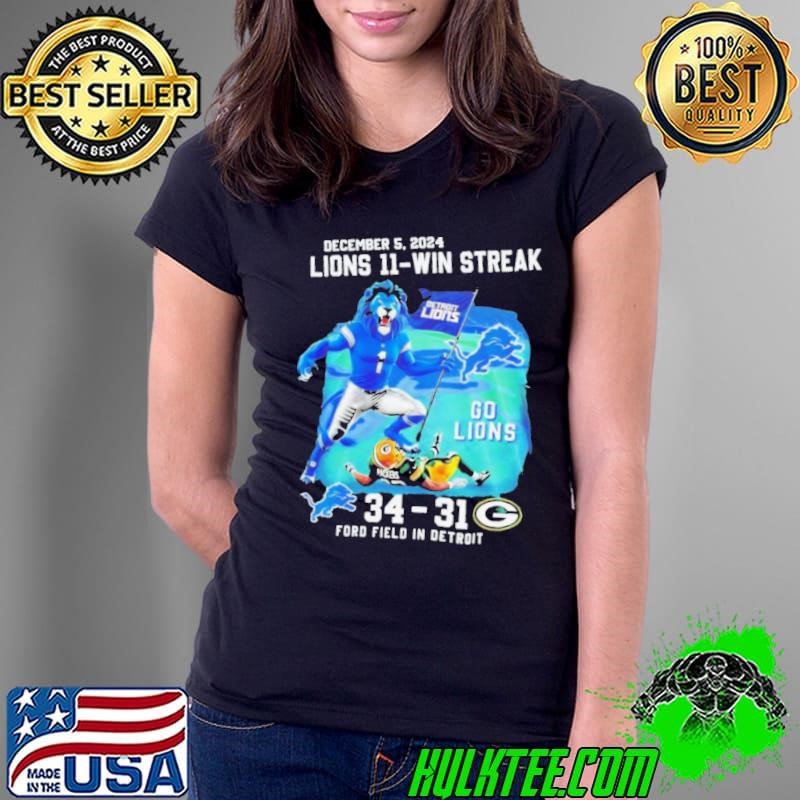 Detroit Lions ford field in Detroit victory 11 wins streak mascot shirt