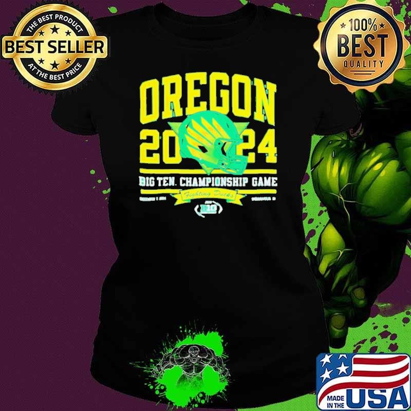 Ducks Green 2024 Big Ten Football Championship helmet classic shirt