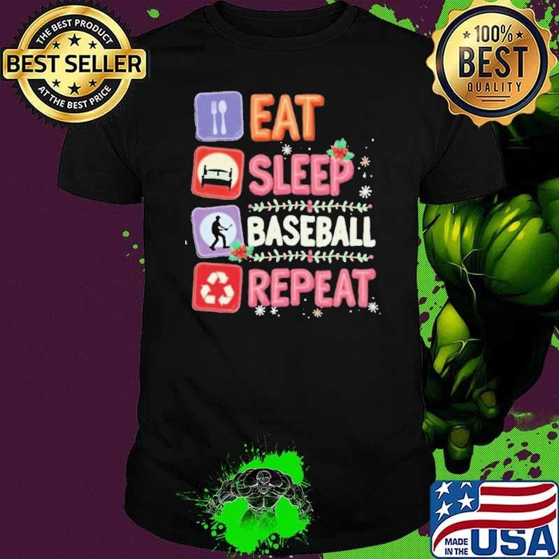 Eat Sleep Baseball Repeat Christmas Shirt